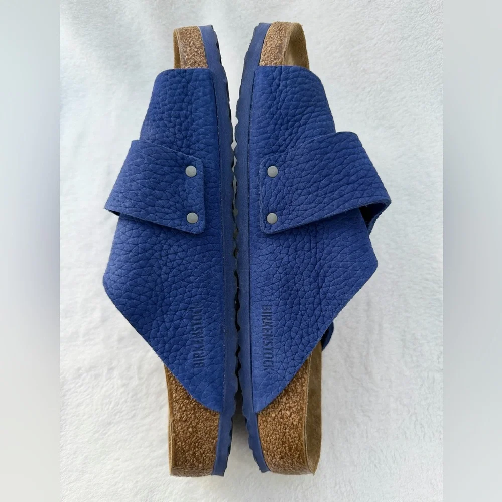 Birkenstock Kyoto Nubuck Leather Desert Buck Indigo Blue Sandals Size 45 US 12
